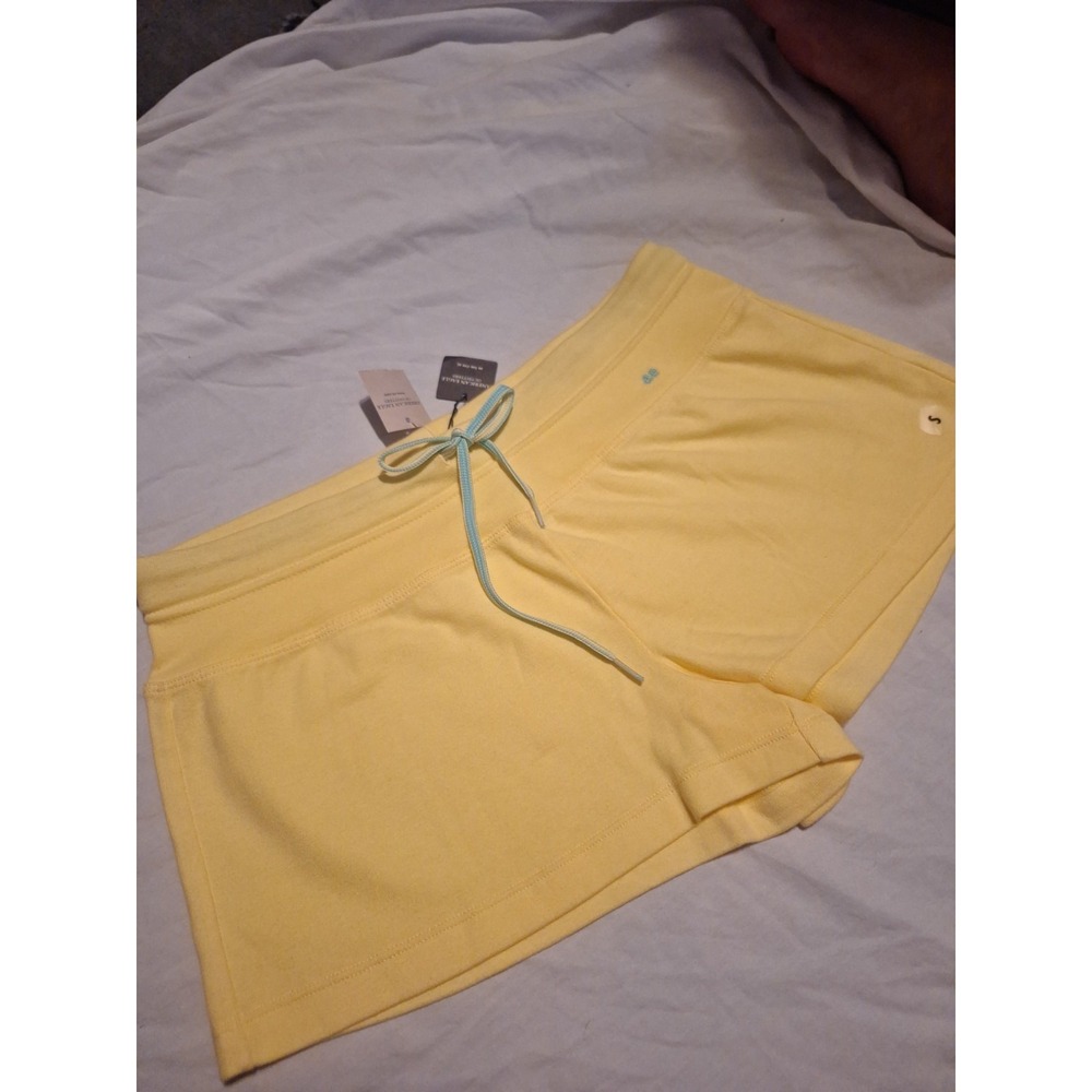 American Eagle Yellow Knit Lounge PJ Shorts NWT S/P Low Rise Blue Drawstring...